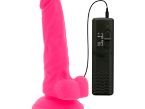 DIVERSIA - DILDO REALÍSTICO FLEXIBLE CON VIBRACIÓN ROSA 18 CM -O- 4 CM