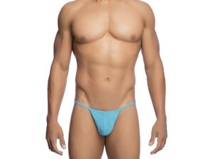 MOB - TANGA TRANSPARENTE CON FORMA DE T AQUA TALLA S/M