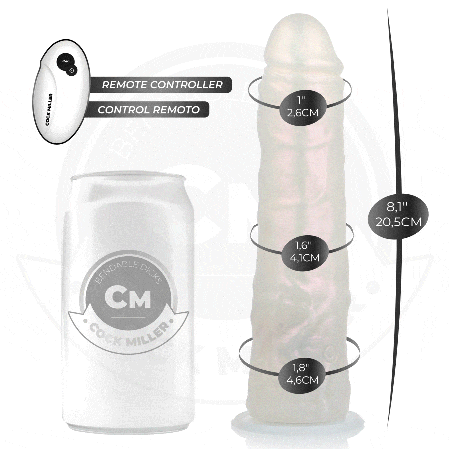 COCK MILLER - DILDO SILICONA 20,5 CM , LUCES Y VIBRACIÓN CON CONTROL REMOTO - Imagen 8