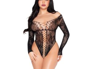 LEG AVENUE - 89370 TEDDY DE RED Y ENCAJE NEGRO - TALLA ÚNICA