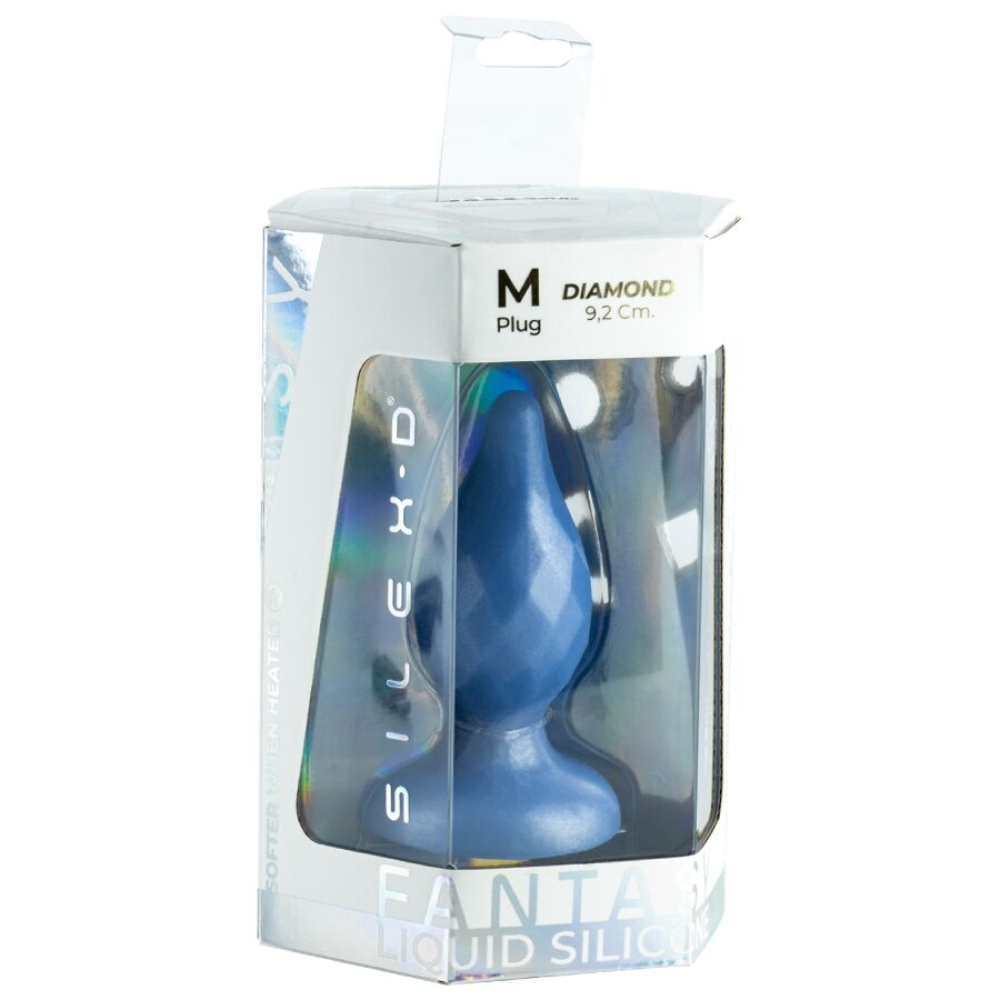 SILEXD - DIAMOND PLUG ANAL FANTASY SILICONA LIQUIDA TERMOREACTIVO AZUL PERLA 9.2 CM - Imagen 3