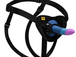 ROMP - PICCOLO ARNÉS + DILDO SILICONA CON VENTOSA TRICOLOR 14 CM