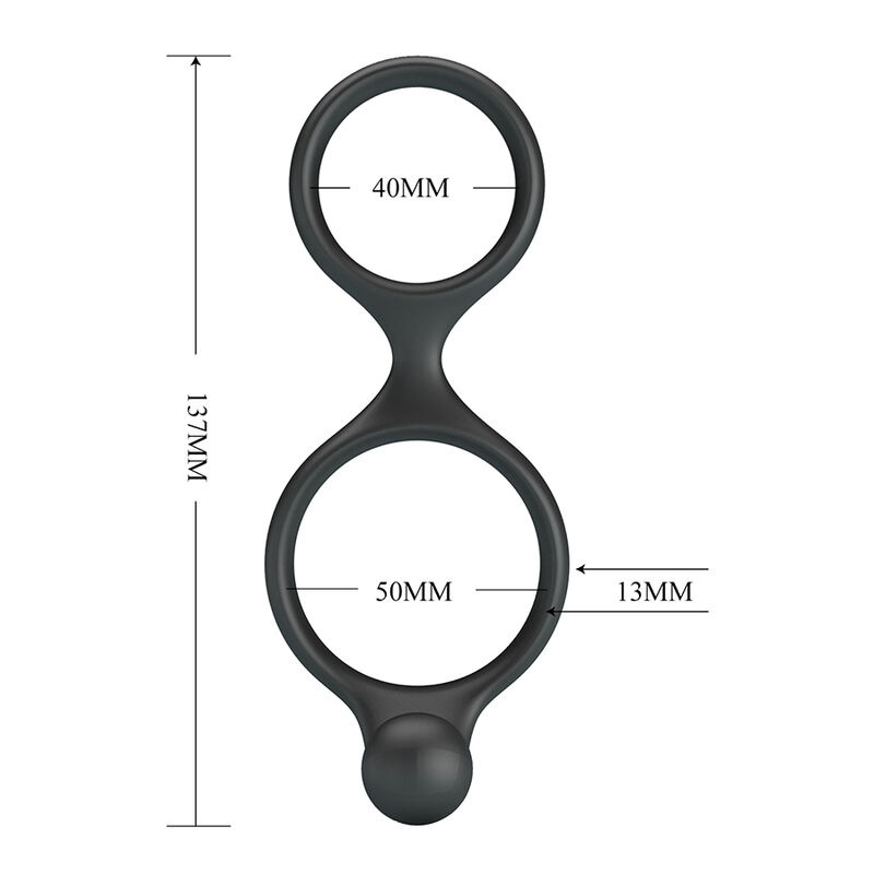 CRAZY BULL - FLORIAN ANILLO DOBLE PARA PENE Y TESTÍCULOS SILICONA NEGRO - Imagen 2