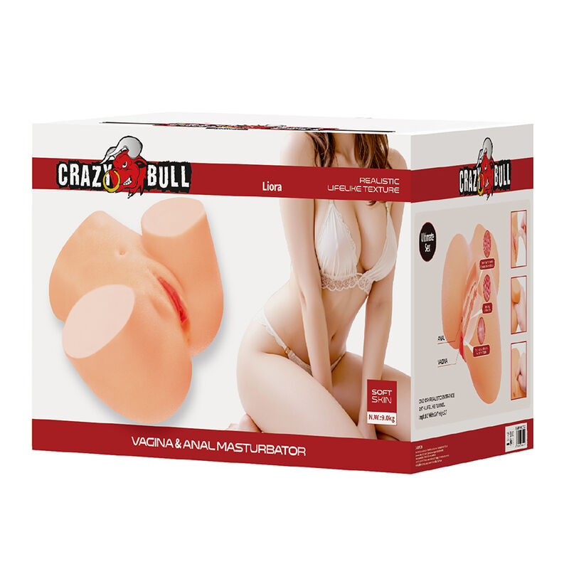 CRAZY BULL - LIORA MASTURBADOR VAGINAL Y ANAL DOBLE XXL CON VIBRACIÓN - Imagen 8