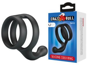 CRAZY BULL - YANCY ANILLO DOBLE PARA PENE Y TESTÍCULOS SILICONA NEGRO