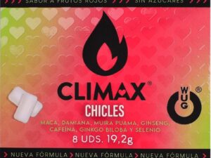 WUG Climax - Chicle funcional con Maca, Damiana y Ginseng para potenciar el deseo y la vitalidad íntima BLISTER 8 UDS