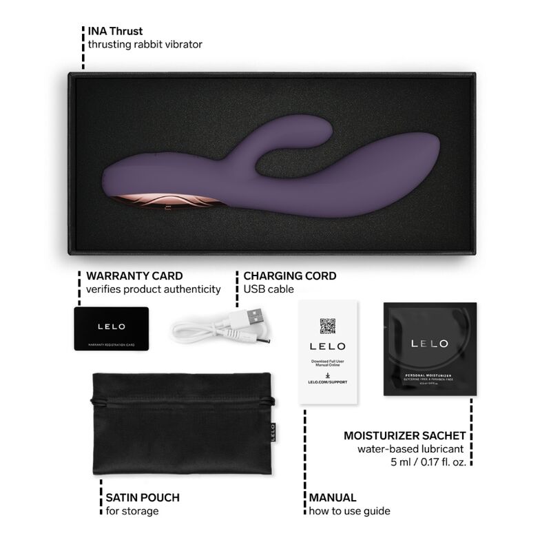 LELO - INA THRUST VIBRADOR RABBIT CON EMPUJE MORADO - Imagen 7