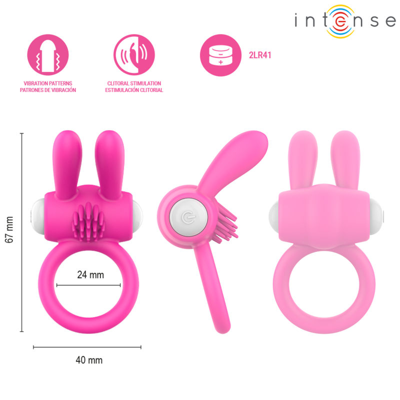 INTENSE - HOPPS ANILLO PARA PENE VIBRADOR CON ESTIMULACIÓN CLITORIANA MORADO