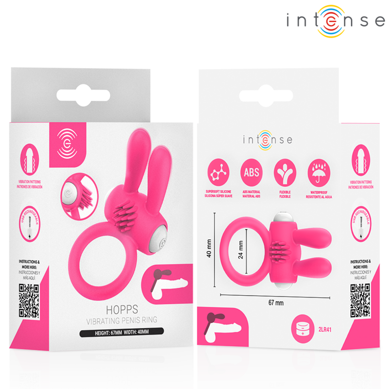 INTENSE - HOPPS ANILLO PARA PENE VIBRADOR CON ESTIMULACIÓN CLITORIANA MORADO - Imagen 2