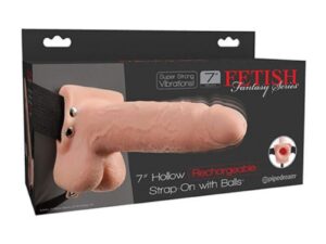 FETISH FANTASY SERIES - STRAP ON HUECO REALISTA VIBRADOR CON TESTÍCULOS 17,8 CM