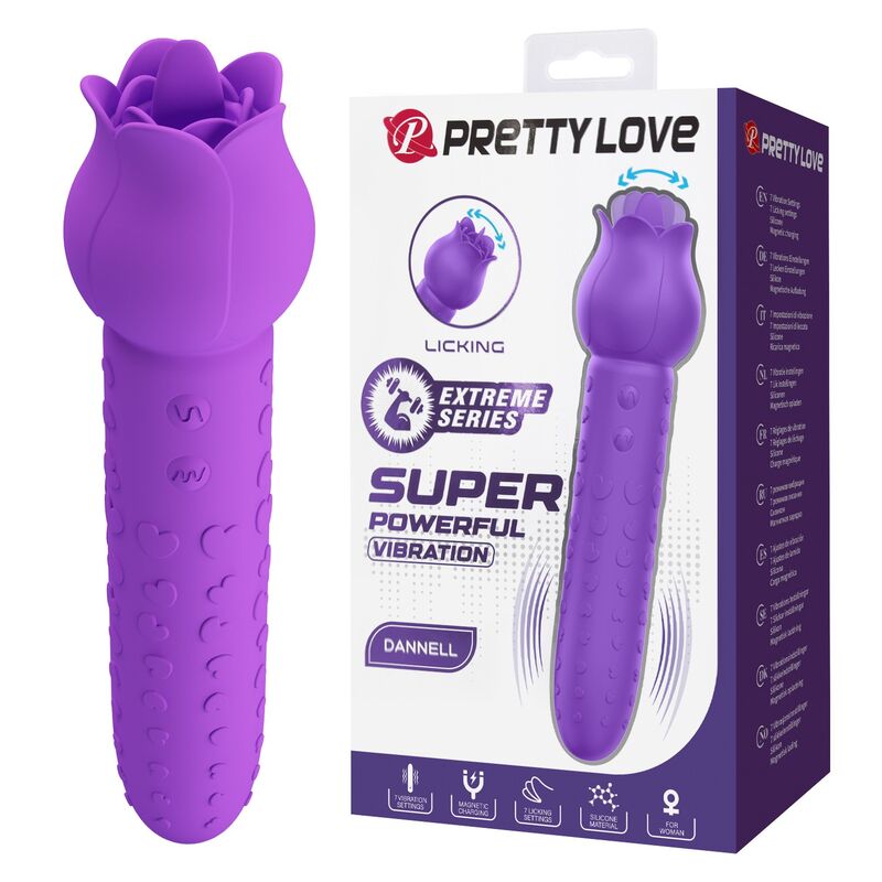 PRETTY LOVE - DANNELL VIBRADOR CON ESTIMULACIÓN ORAL Y CLITORAL RECARGABLE MORADO - Imagen 7