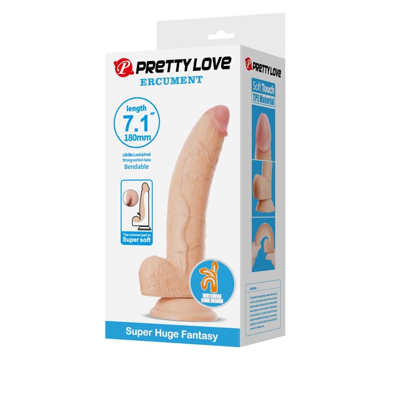 PRETTY LOVE - ELLCUMENT DILDO REALÍSTICO FLEXIBLE 18 CM Ø 4,5 CM TPE COLOR NATURAL - Imagen 4