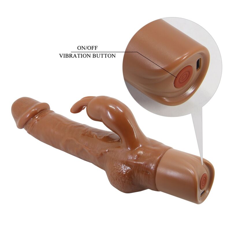 PRETTY LOVE - ELLISON VIBRADOR RABBIT REALÍSTICO 22,6 CM Ø 4,2 CM COLOR MARRÓN - Imagen 3