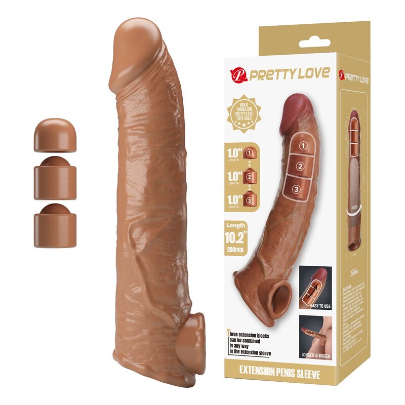 PRETTY LOVE - FUNDA EXTENSORA PARA PENE AJUSTABLE 26 CM Ø 4 CM COLOR MARRÓN - Imagen 9