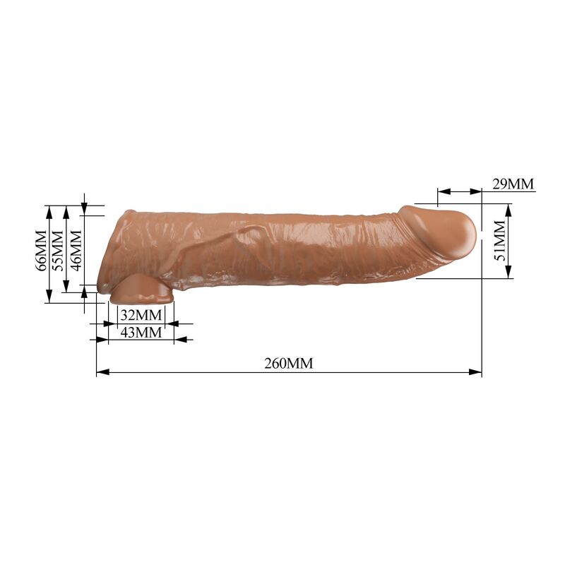 PRETTY LOVE - FUNDA EXTENSORA PARA PENE AJUSTABLE 26 CM Ø 4 CM COLOR NATURAL - Imagen 7