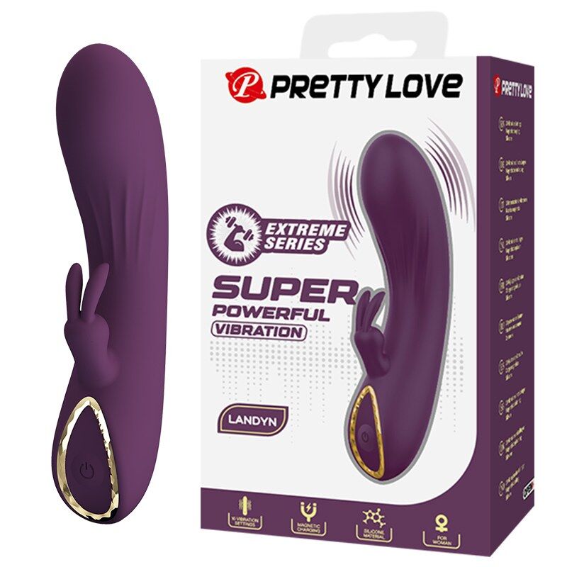 PRETTY LOVE - LANDYN VIBRADOR RABBIT RECARGABLE 10 FUNCIONES MORADO - Imagen 6