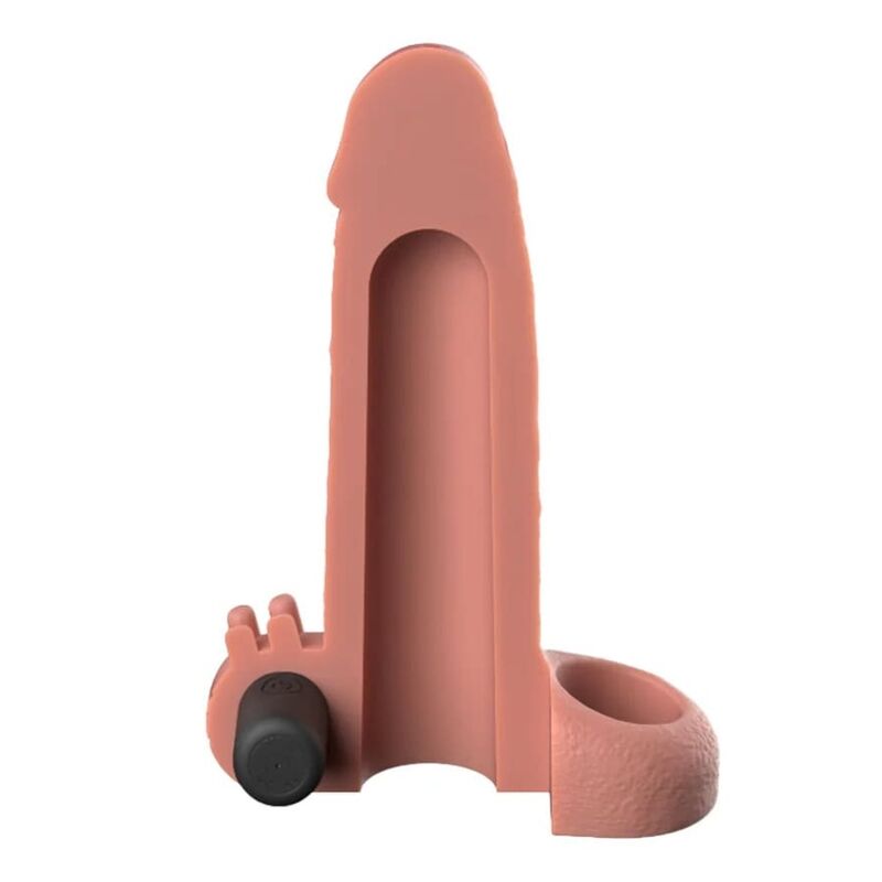 FANTASY X-TENSIONS - FUNDA EXTENSORA VIBRATORIA REAL FEEL 5 CM COLOR BEIGE - Imagen 4