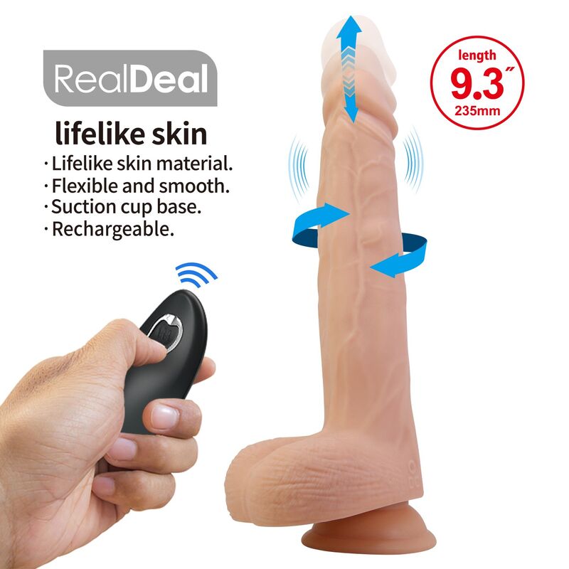 PRETTY LOVE - MILES DILDO VIBRADOR CON EMPUJE Y ROTACIÓN 23,5 CM Ø 4,8 CM COLOR NATURAL - Imagen 9