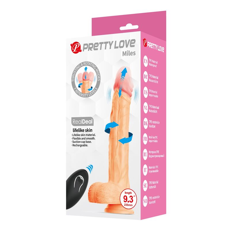 PRETTY LOVE - MILES DILDO VIBRADOR CON EMPUJE Y ROTACIÓN 23,5 CM Ø 4,8 CM COLOR NATURAL - Imagen 8