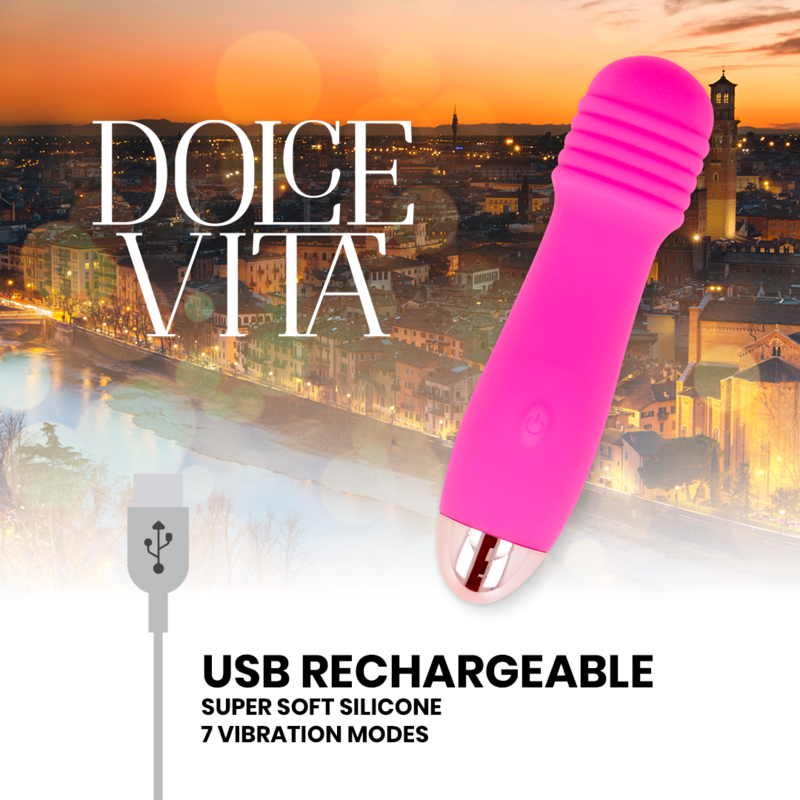 DOLCE VITA - VIBRADOR RECARGABLE THREE ROSA 7 VELOCIDADES - Imagen 4