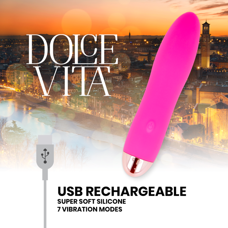 DOLCE VITA - VIBRADOR RECARGABLE FOUR ROSA 7 VELOCIDADES - Imagen 4