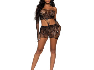 LEG AVENUE - VESTIDO DE ENCAJES Y GUANTES TALLA ÚNICA - NEGRO - Imagen 5