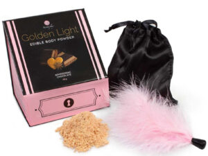 SECRETPLAY - GOLDEN LIGHT KIT POLVOS COMESTIBLES Y PLUMA CHOCOLATE AFRODISIACO - Imagen 1