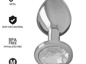 INTENSE - PLUG ANAL METAL ALUMINIO CON CRISTAL PLATA TALLA M - Imagen 1