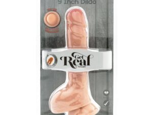 GET REAL - DUAL DENSITY DILDO 25,5 CM CON TESTICULOS NATURAL - Imagen 3