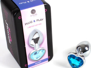 SECRETPLAY - METAL BUTT PLUG CORAZÓN AZUL TALLA S 7 CM - Imagen 2