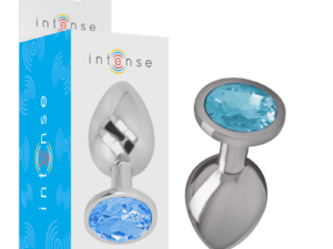 INTENSE - PLUG ANAL METAL ALUMINIO CON CRISTAL AZUL TALLA L - Imagen 1