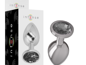 INTENSE - PLUG ANAL METAL ALUMINIO CON CRISTAL NEGRO TALLA M - Imagen 1