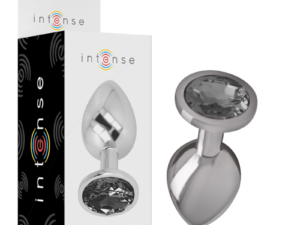 INTENSE - PLUG ANAL METAL ALUMINIO CON CRISTAL NEGRO TALLA S - Imagen 1