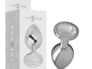 INTENSE - PLUG ANAL METAL ALUMINIO CON CRISTAL PLATA TALLA M - Imagen 2