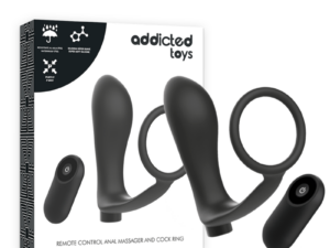 ADDICTED TOYS - ANILLA PENE CON PLUG ANAL CONTROL REMOTO NEGRO RECARGABLE - Imagen 1