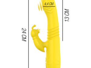 INTENSE - TOKY VIBRADOR MULTIFUNCIÓN RECARGABLE UP  DOWN CON ESTIMULADOR DE CLITORIS AMARILLO - Imagen 4