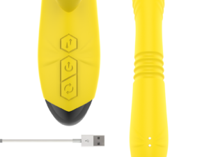 INTENSE - TOKY VIBRADOR MULTIFUNCIÓN RECARGABLE UP  DOWN CON ESTIMULADOR DE CLITORIS AMARILLO - Imagen 5