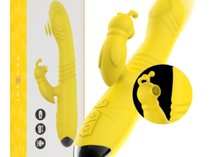 INTENSE - TOKY VIBRADOR MULTIFUNCIÓN RECARGABLE UP  DOWN CON ESTIMULADOR DE CLITORIS AMARILLO - Imagen 2