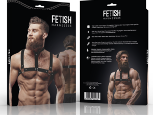 FETISH SUBMISSIVE ATTITUDE - ARNÉS AJUSTABLE ECOPIEL PECHO CON COLLAR HOMBRE - Imagen 4