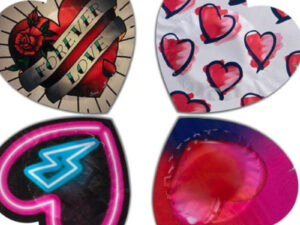 PASANTE - PRESERVATIVO ROJO FORMA CORAZON BOLSA 144 UNIDADES