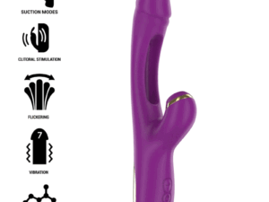 INTENSE - ATENEO VIBRADOR MULTIFUNCIÓN RECARGABLE 7 VIBRACIONES CON LENGUA OSCILANTE Y SUCCIONADOR MORADO - Imagen 2