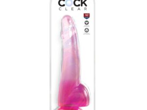 KING COCK - CLEAR DILDO CON TESTICULOS 19 CM ROSA - Imagen 2