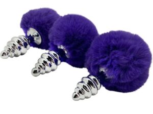 ALIVE - ANAL PLEASURE PLUG ESPIRAL METAL POMPON VIOLETA OSCURO TALLA M - Imagen 4