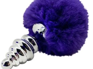 ALIVE - ANAL PLEASURE PLUG ESPIRAL METAL POMPON VIOLETA OSCURO TALLA M - Imagen 1