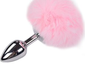 ALIVE - ANAL PLEASURE PLUG LISO METAL POMPON ROSA TALLA M - Imagen 1