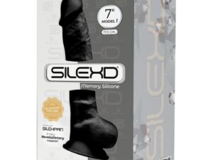 SILEXD - MODELO 1 PENE REALISTICO SILICONA PREMIUM SILEXPAN NEGRO 17.5 CM - Imagen 3