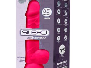 SILEXD - MODELO 1 PENE REALISTICO VIBRADOR SILICONA PREMIUM SILEXPAN FUCSIA 21.5 CM - Imagen 2