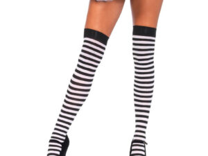 LEG AVENUE - CALCETINES ALTOS DE RAYAS NEGRO/BLANCO