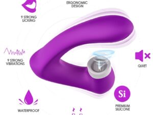 ARMONY - SECRETKISS ESTIMULADOR CON LENGUA CLITORIS  VIBRADOR CURVO VIOLETA - Imagen 2