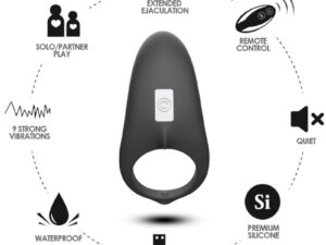 ARMONY - SHARK ANILLO VIBRADOR PAREJAS CONTROL REMOTO NEGRO - Imagen 4
